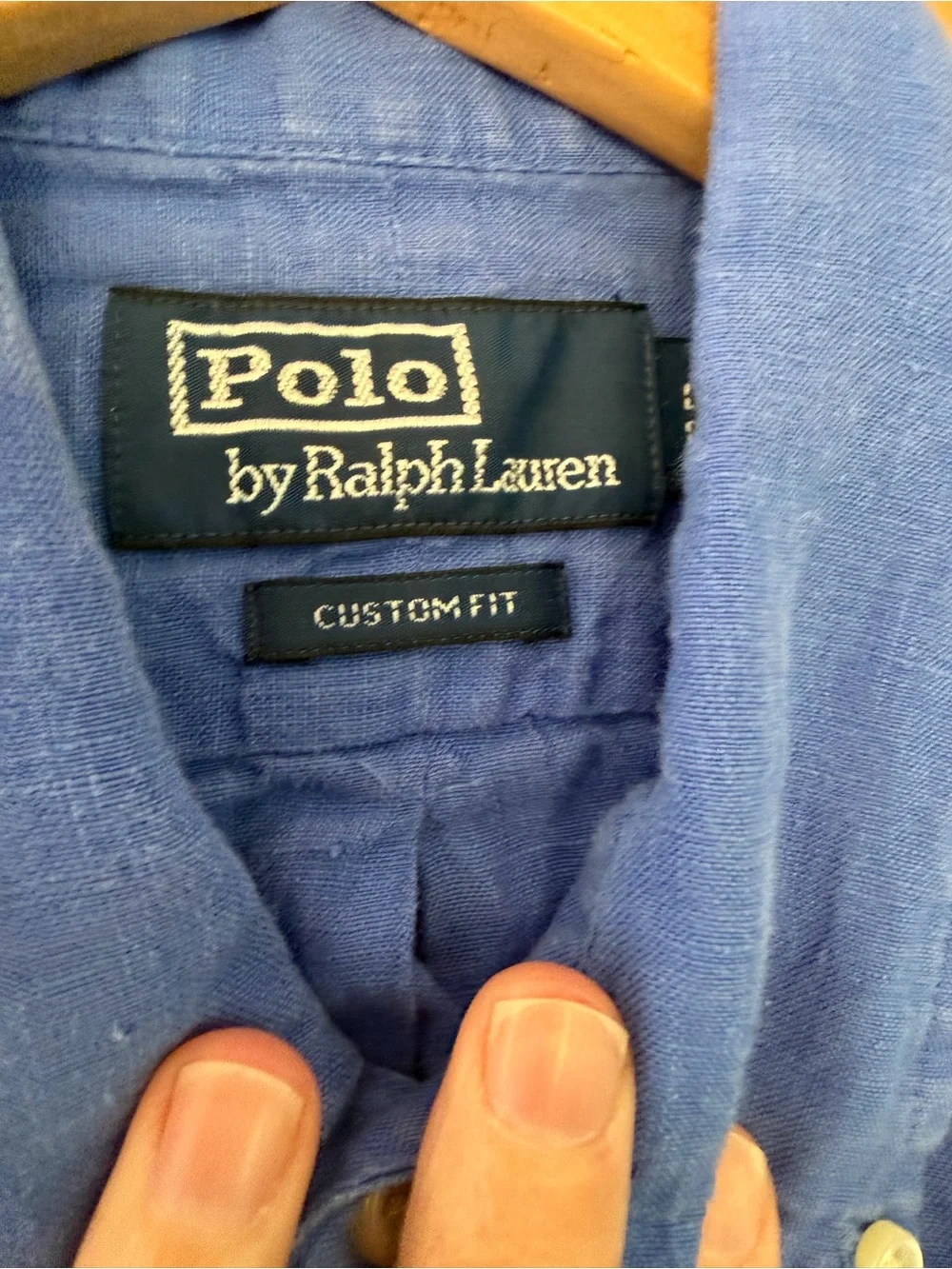 Polo by Ralph Lauren Blue Linen Button-Front Shirt 90's Linen Washed and Worn LG